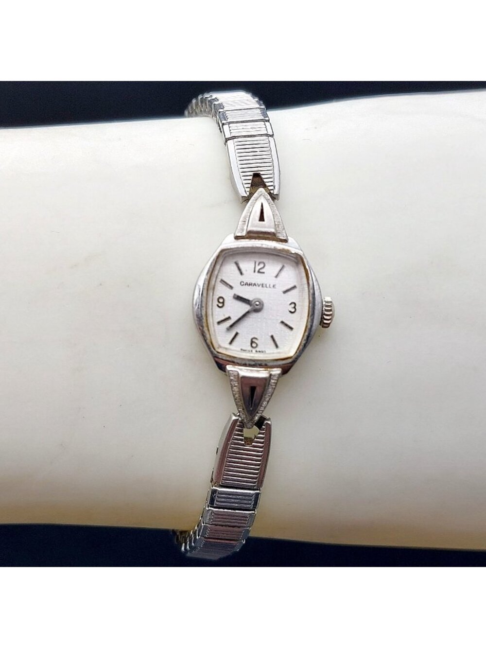 Vintage Caravelle by Bulova Women Mechanical Watch Swiss 8830 Stretch Band